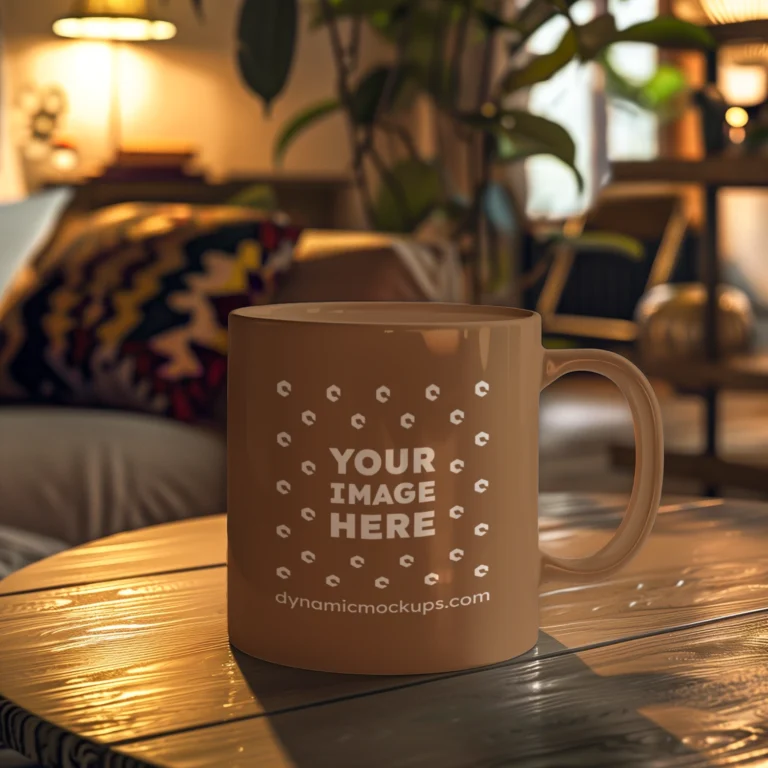 11oz Blank Brown Ceramic Coffee Mug Mockup Template