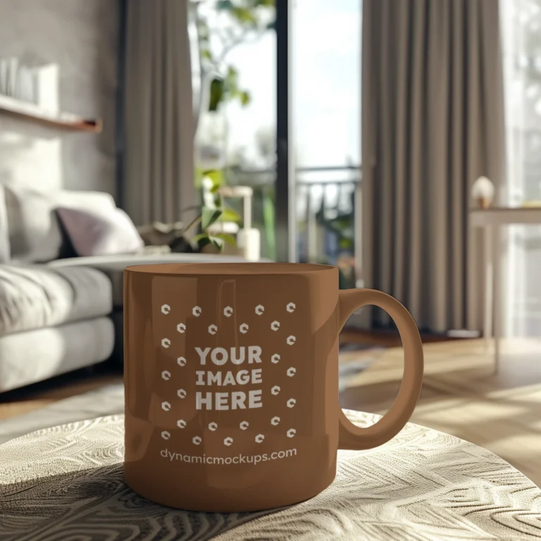 11oz Blank Brown Ceramic Coffee Mug Mockup Template