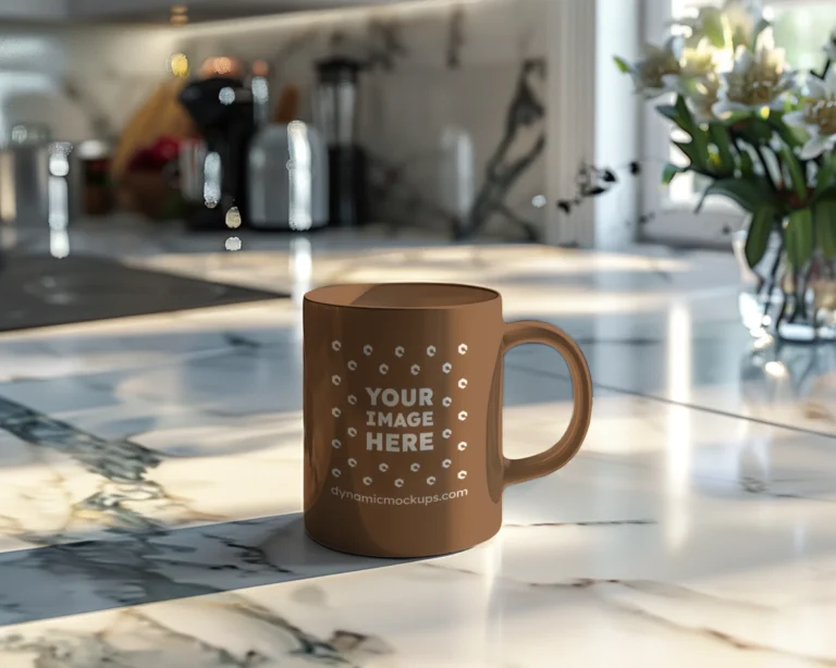 11oz Blank Brown Ceramic Coffee Mug Mockup Template
