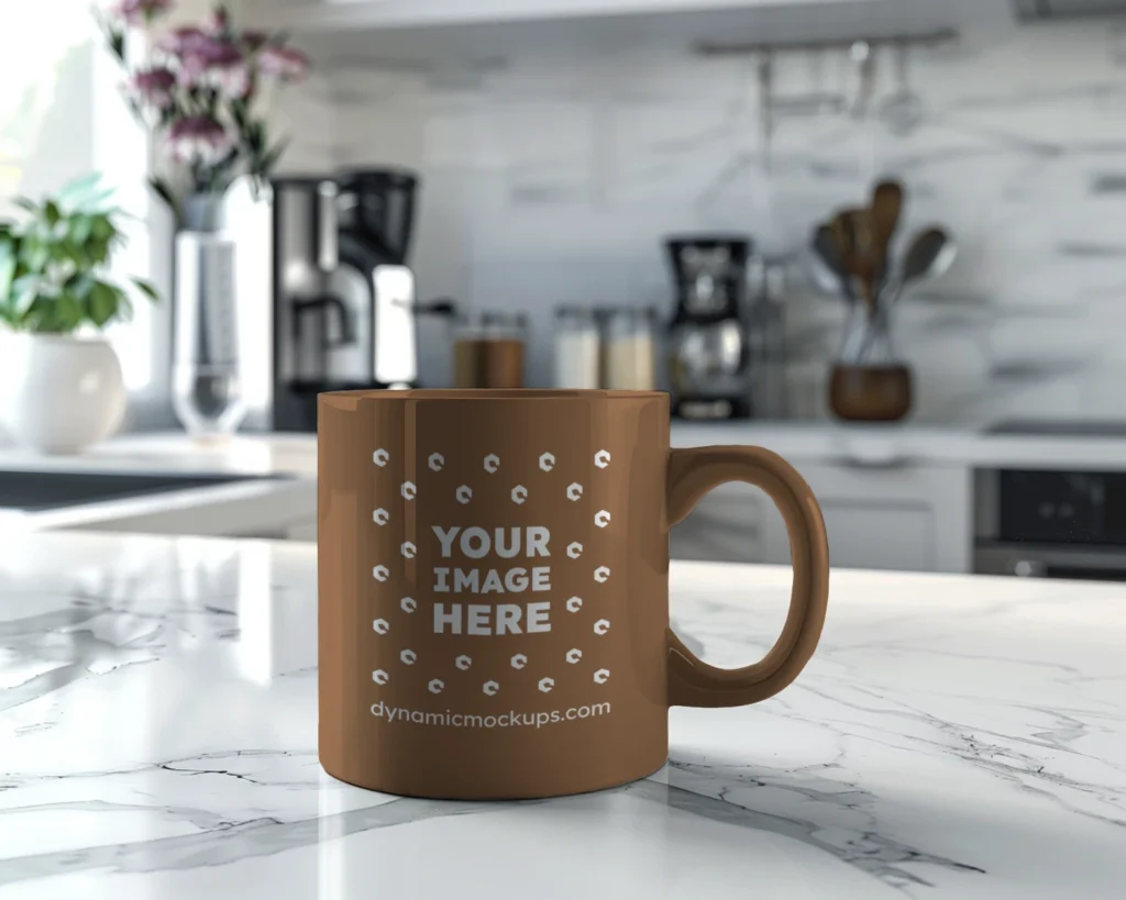 11oz Blank Brown Ceramic Coffee Mug Mockup Template