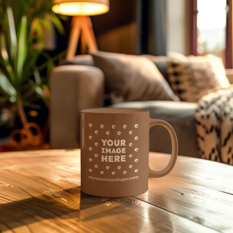 11oz Blank Brown Ceramic Coffee Mug Mockup Template