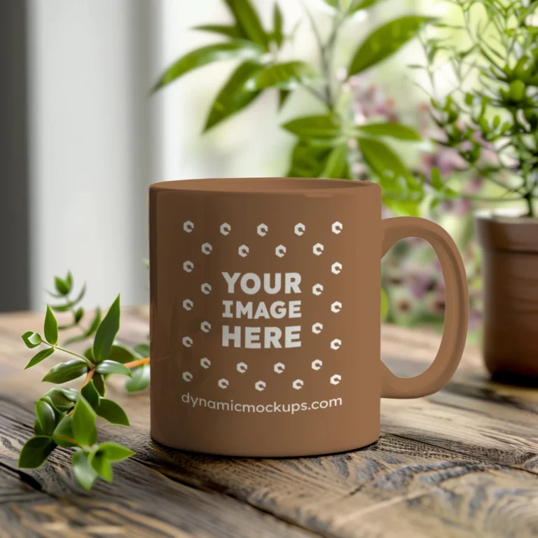 11oz Blank Brown Ceramic Coffee Mug Mockup Template