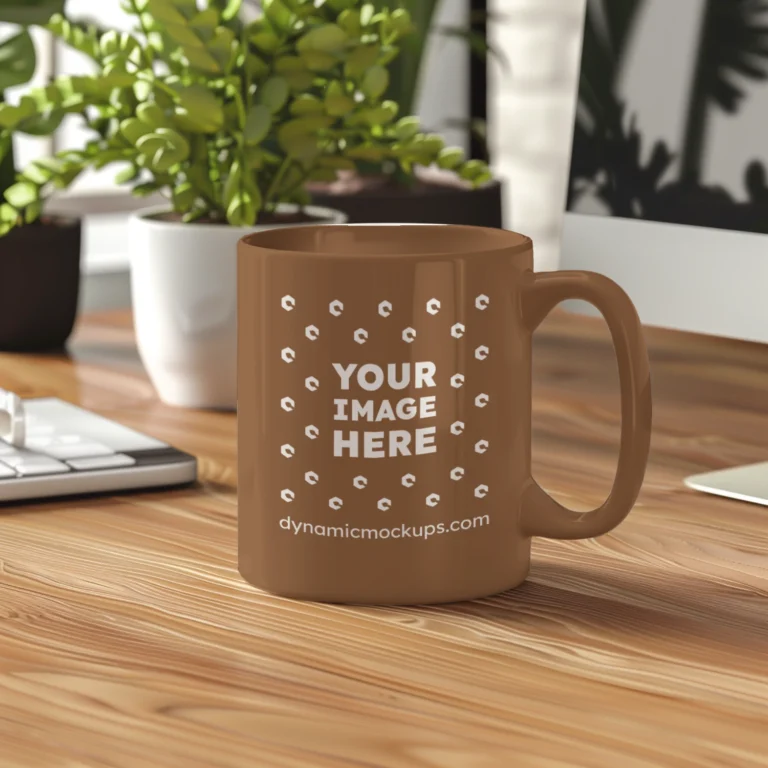 11oz Blank Brown Ceramic Coffee Mug Mockup Template