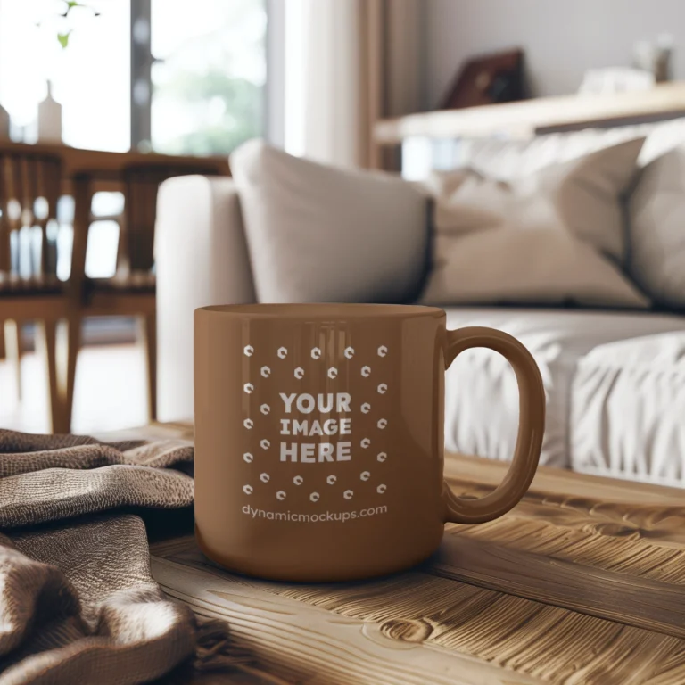 11oz Blank Brown Ceramic Coffee Mug Mockup Template