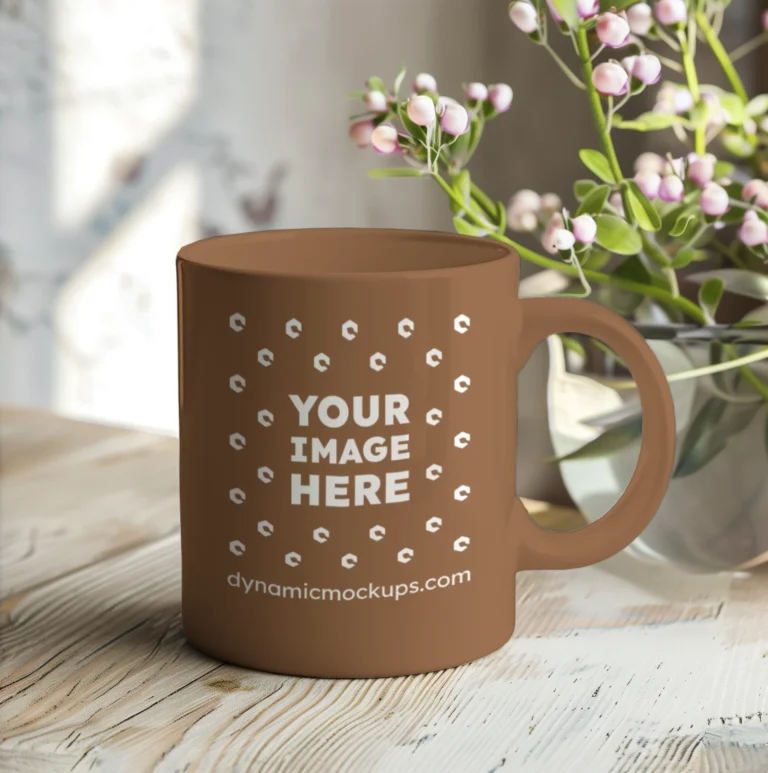 11oz Blank Brown Ceramic Coffee Mug Mockup Template