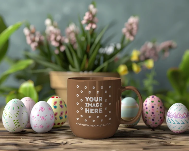 11oz Blank Brown Ceramic Coffee Mug Mockup Template