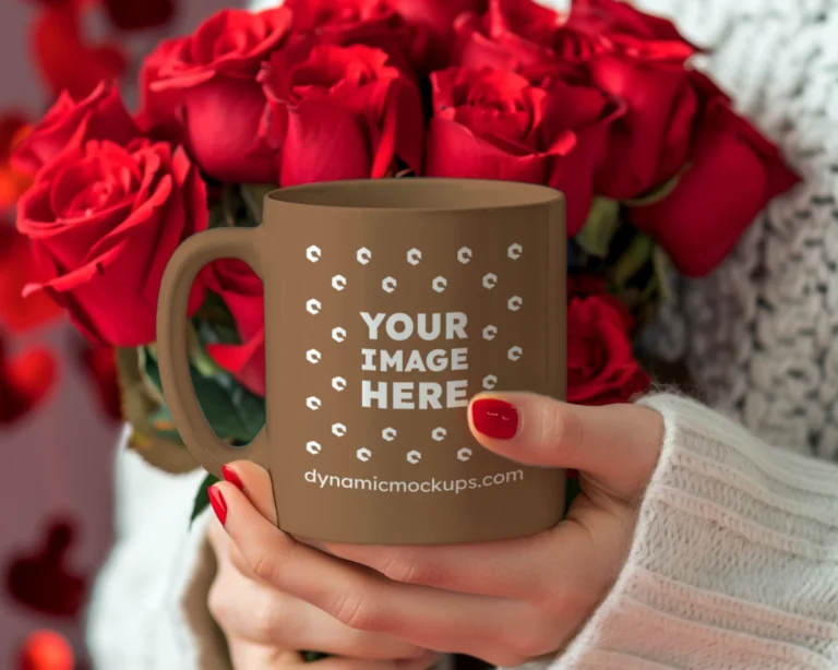 11oz Blank Brown Ceramic Coffee Mug Mockup Template