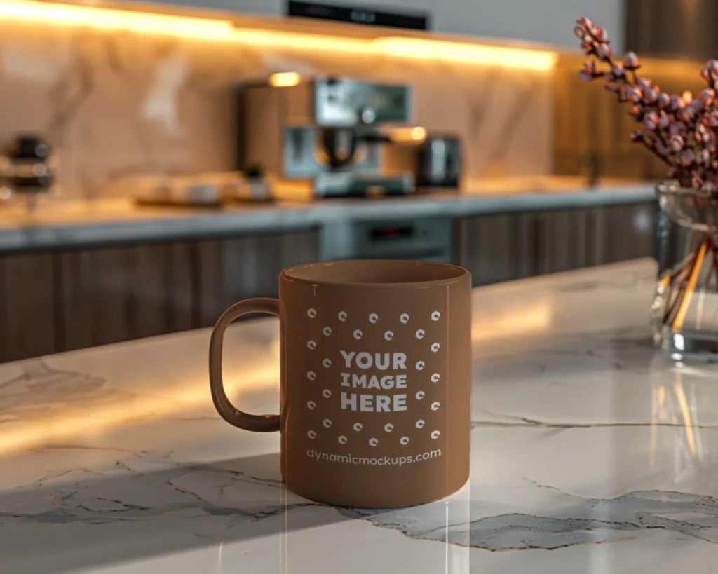 11oz Blank Brown Ceramic Coffee Mug Mockup Template