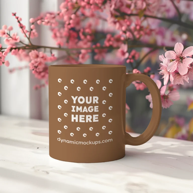 11oz Blank Brown Ceramic Coffee Mug Mockup Template