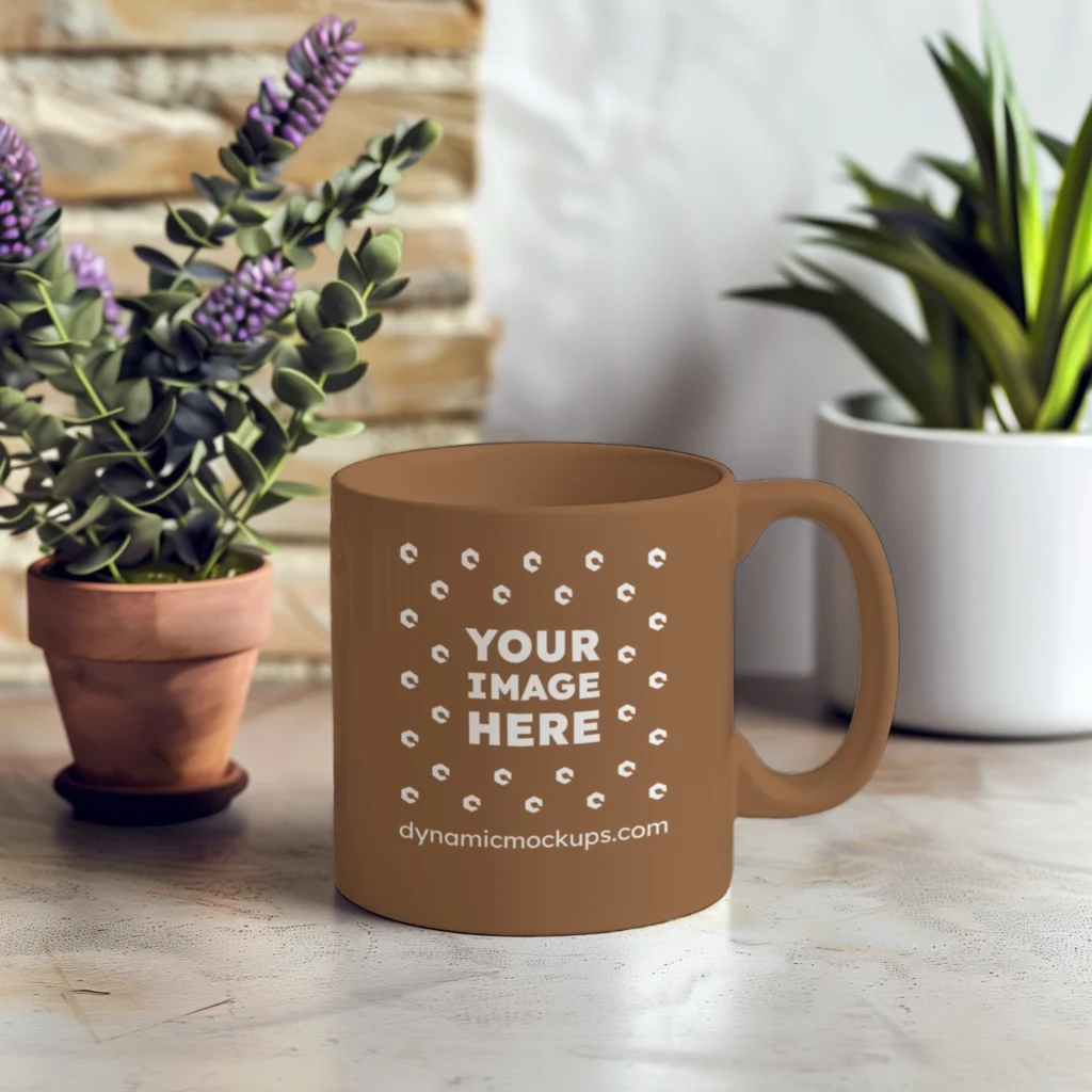 11oz Blank Brown Ceramic Coffee Mug Mockup Template