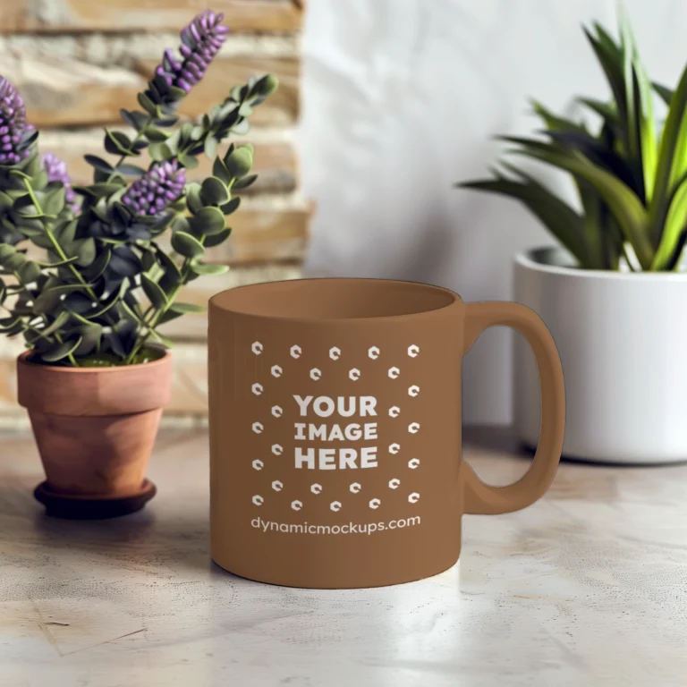 11oz Blank Brown Ceramic Coffee Mug Mockup Template