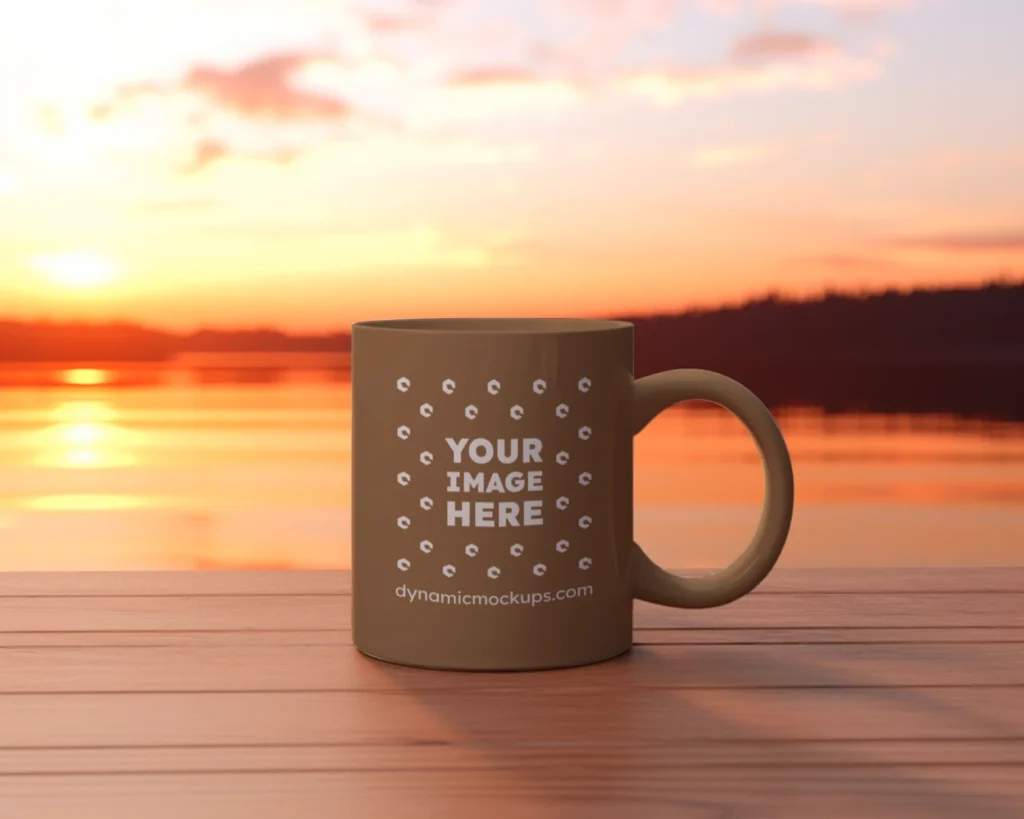 11oz Blank Brown Ceramic Coffee Mug Mockup Template
