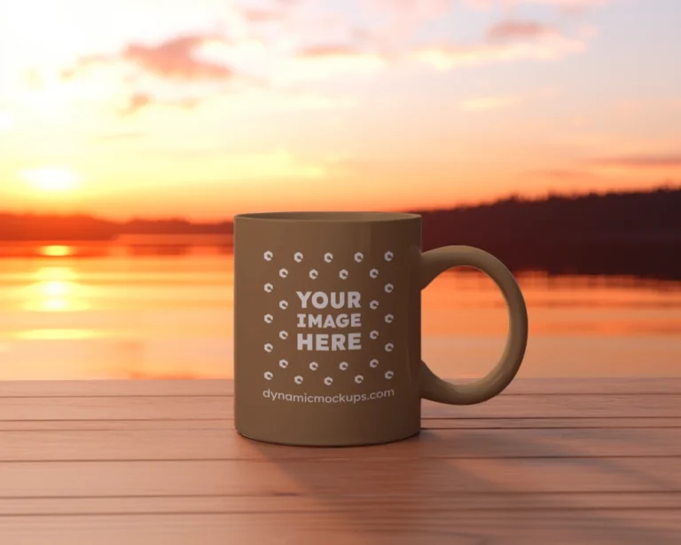 11oz Blank Brown Ceramic Coffee Mug Mockup Template