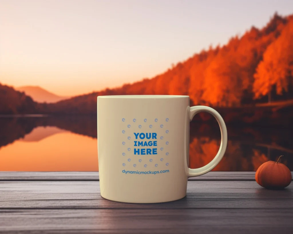 11oz Blank Cream Ceramic Coffee Mug Mockup Template