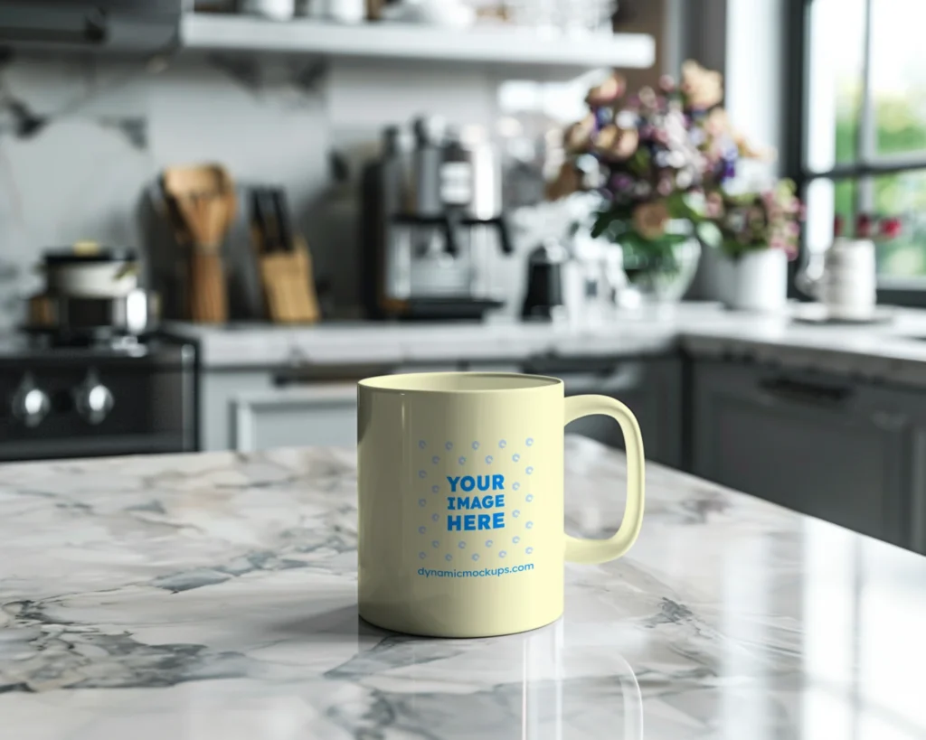 11oz Blank Cream Ceramic Coffee Mug Mockup Template