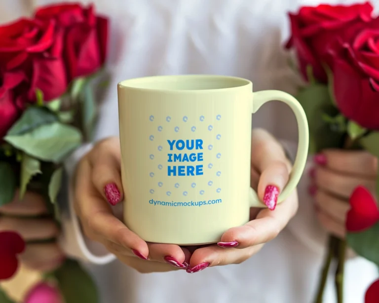 11oz Blank Cream Ceramic Coffee Mug Mockup Template