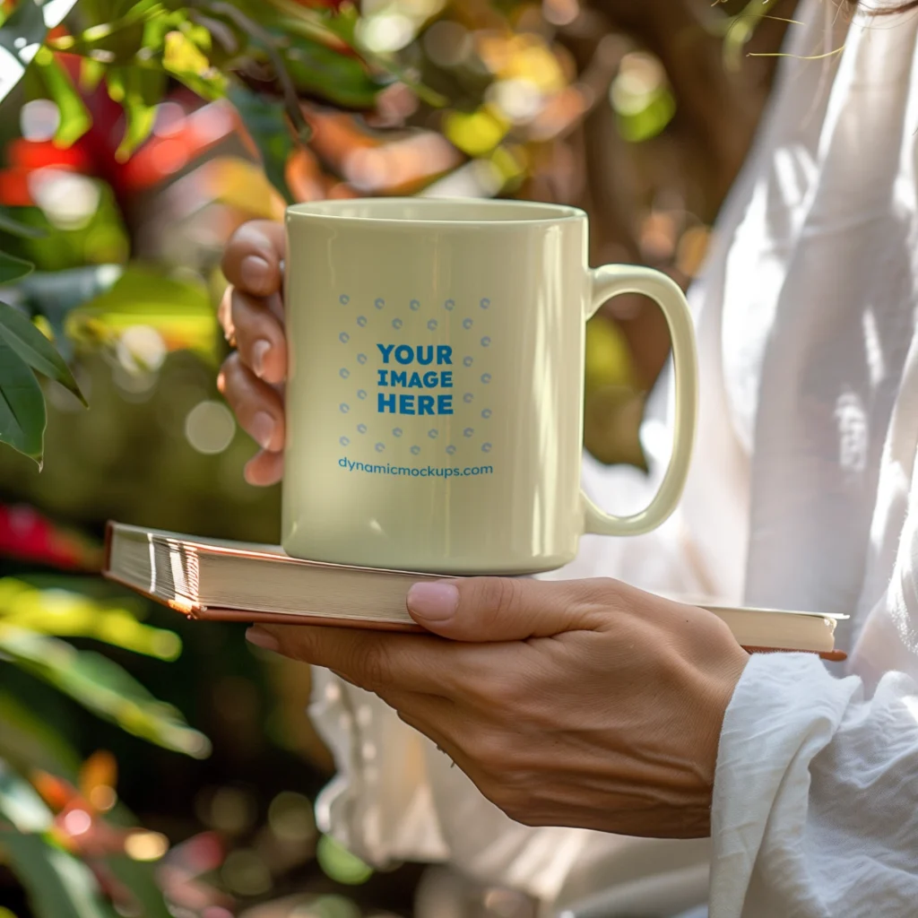 11oz Blank Cream Ceramic Coffee Mug Mockup Template