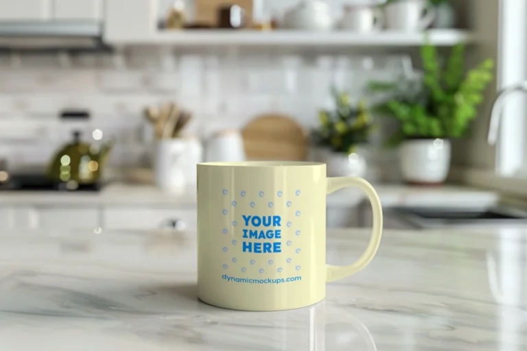 11oz Blank Cream Ceramic Coffee Mug Mockup Template