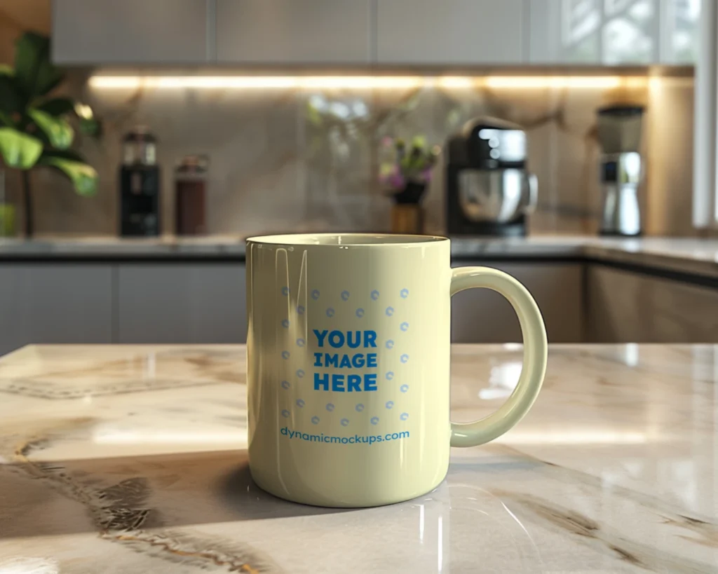 11oz Blank Cream Ceramic Coffee Mug Mockup Template