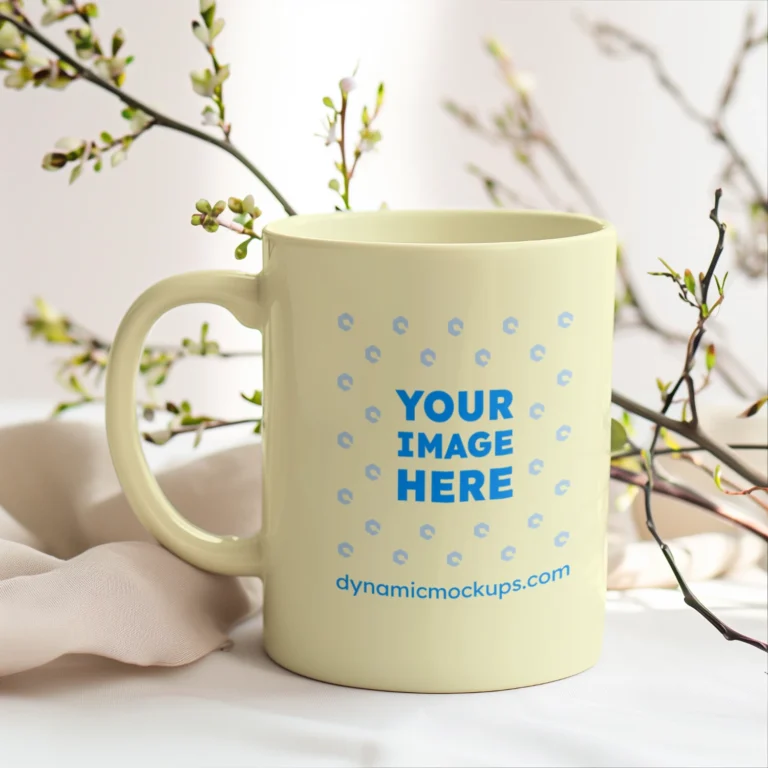 11oz Blank Cream Ceramic Coffee Mug Mockup Template