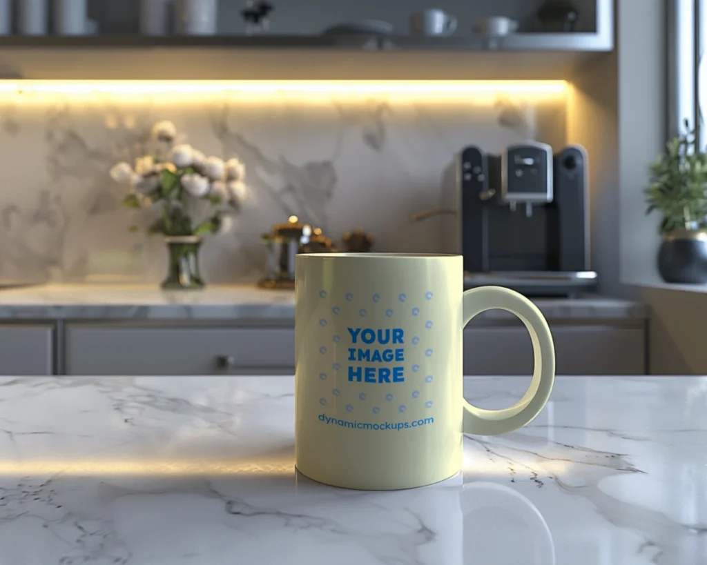 11oz Blank Cream Ceramic Coffee Mug Mockup Template
