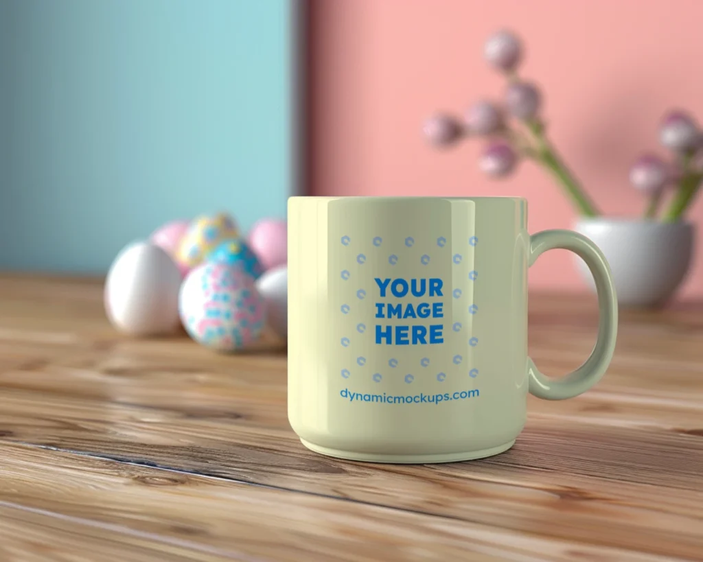 11oz Blank Cream Ceramic Coffee Mug Mockup Template