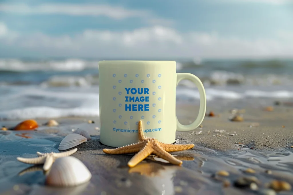 11oz Blank Cream Ceramic Coffee Mug Mockup Template