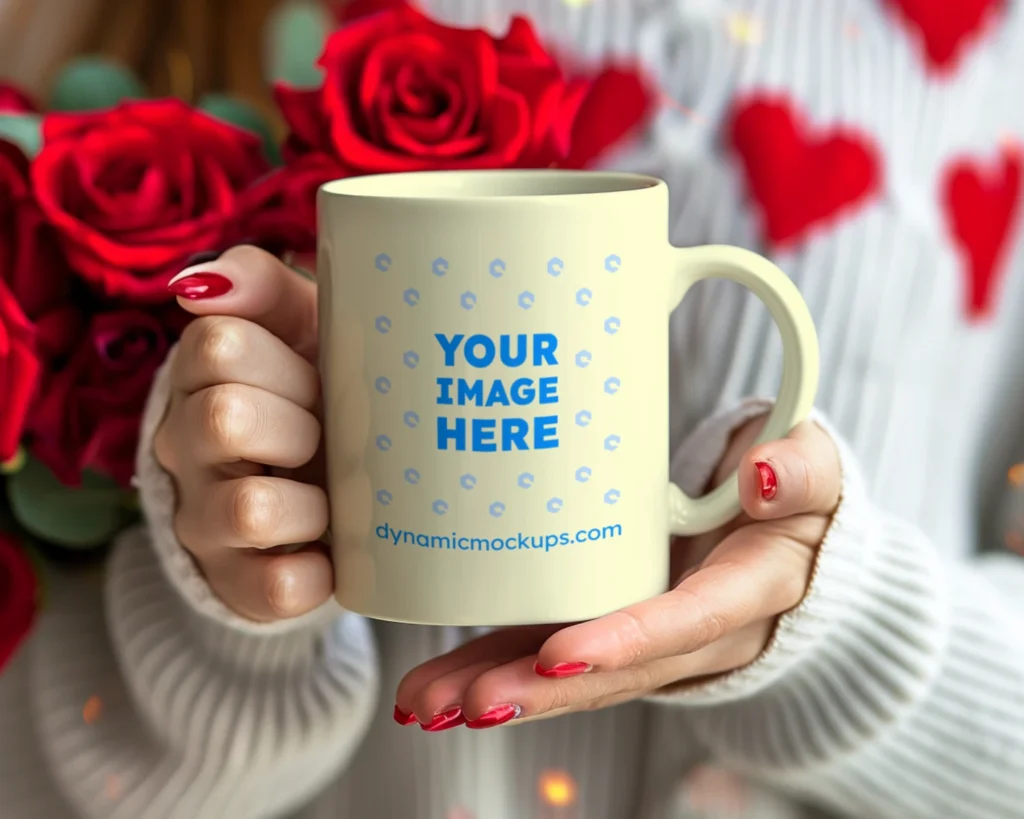 11oz Blank Cream Ceramic Coffee Mug Mockup Template