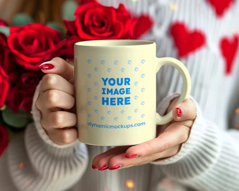 11oz Blank Cream Ceramic Coffee Mug Mockup Template