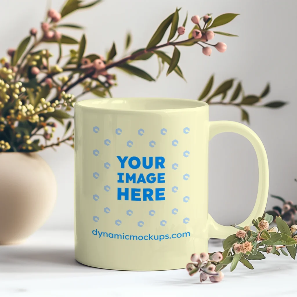 11oz Blank Cream Ceramic Coffee Mug Mockup Template