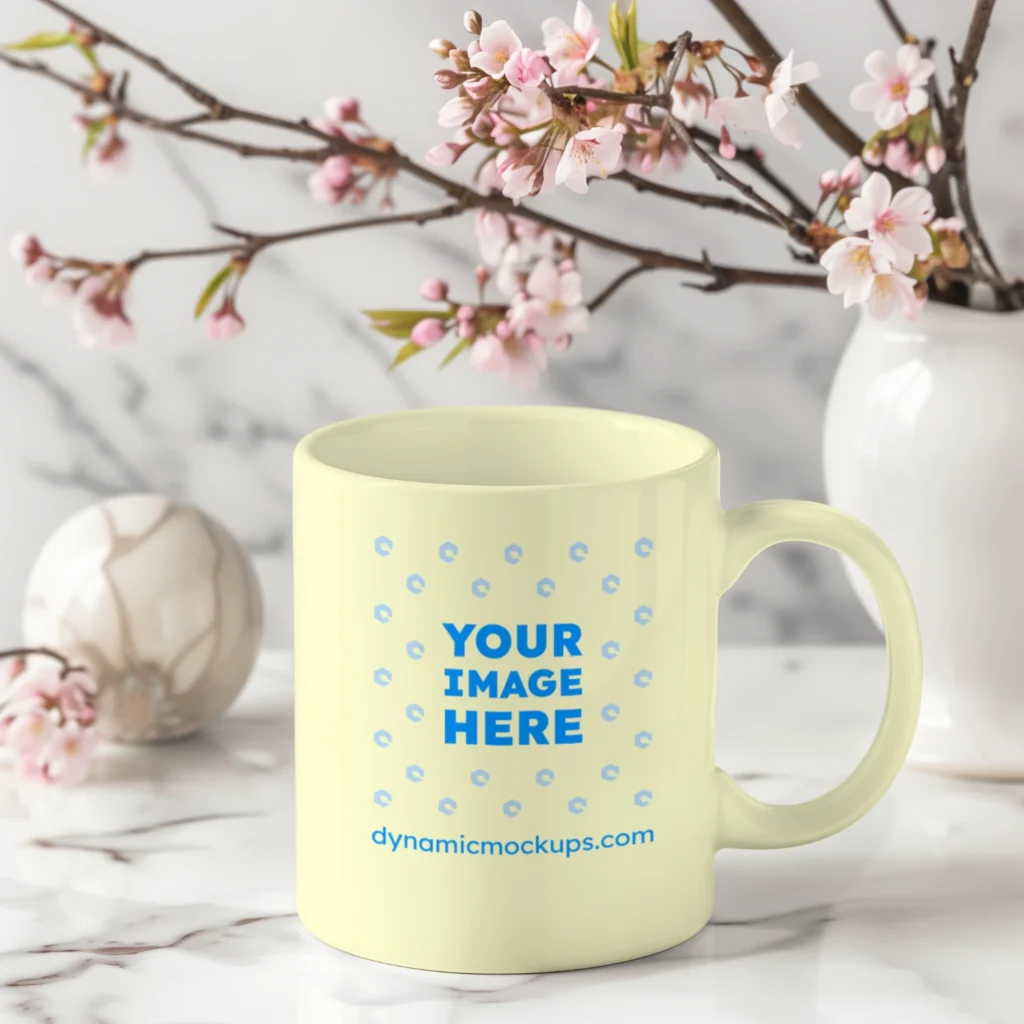 11oz Blank Cream Ceramic Coffee Mug Mockup Template