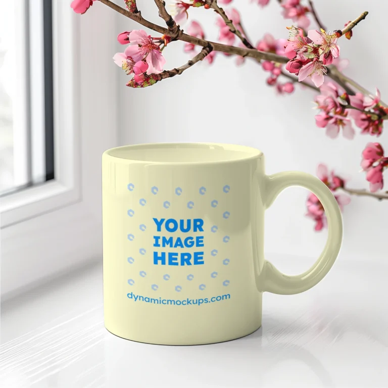 11oz Blank Cream Ceramic Coffee Mug Mockup Template
