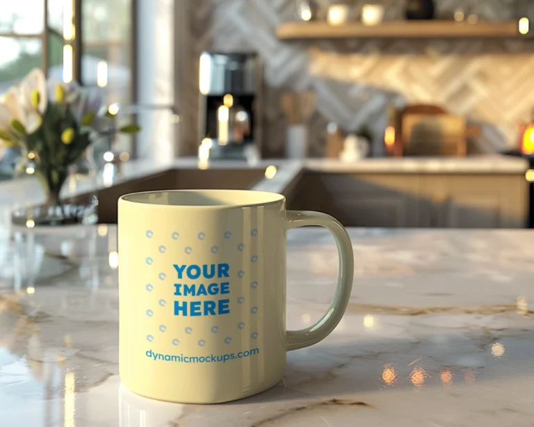 11oz Blank Cream Ceramic Coffee Mug Mockup Template