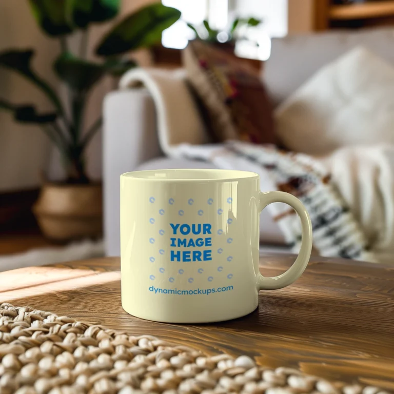 11oz Blank Cream Ceramic Coffee Mug Mockup Template