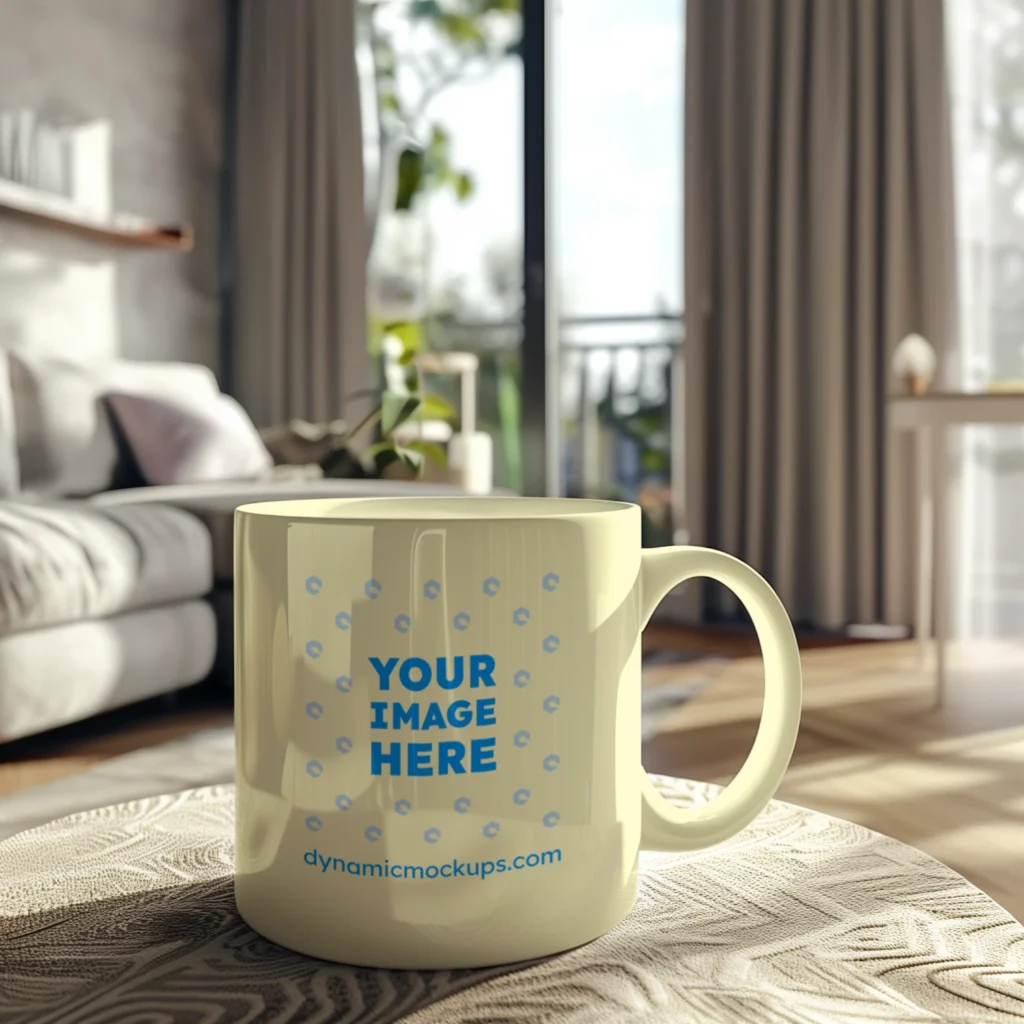 11oz Blank Cream Ceramic Coffee Mug Mockup Template