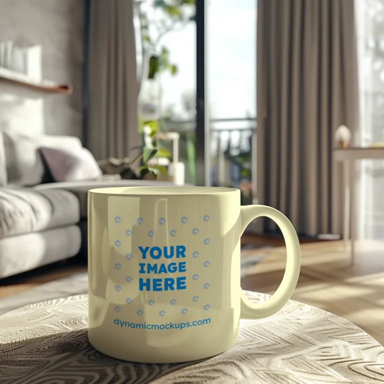 11oz Blank Cream Ceramic Coffee Mug Mockup Template