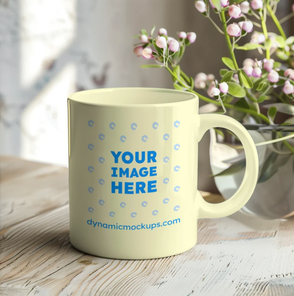11oz Blank Cream Ceramic Coffee Mug Mockup Template