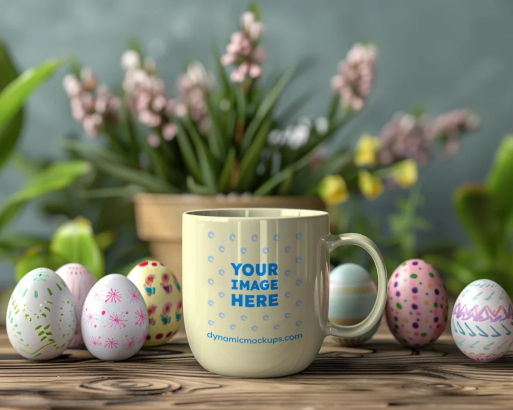 11oz Blank Cream Ceramic Coffee Mug Mockup Template