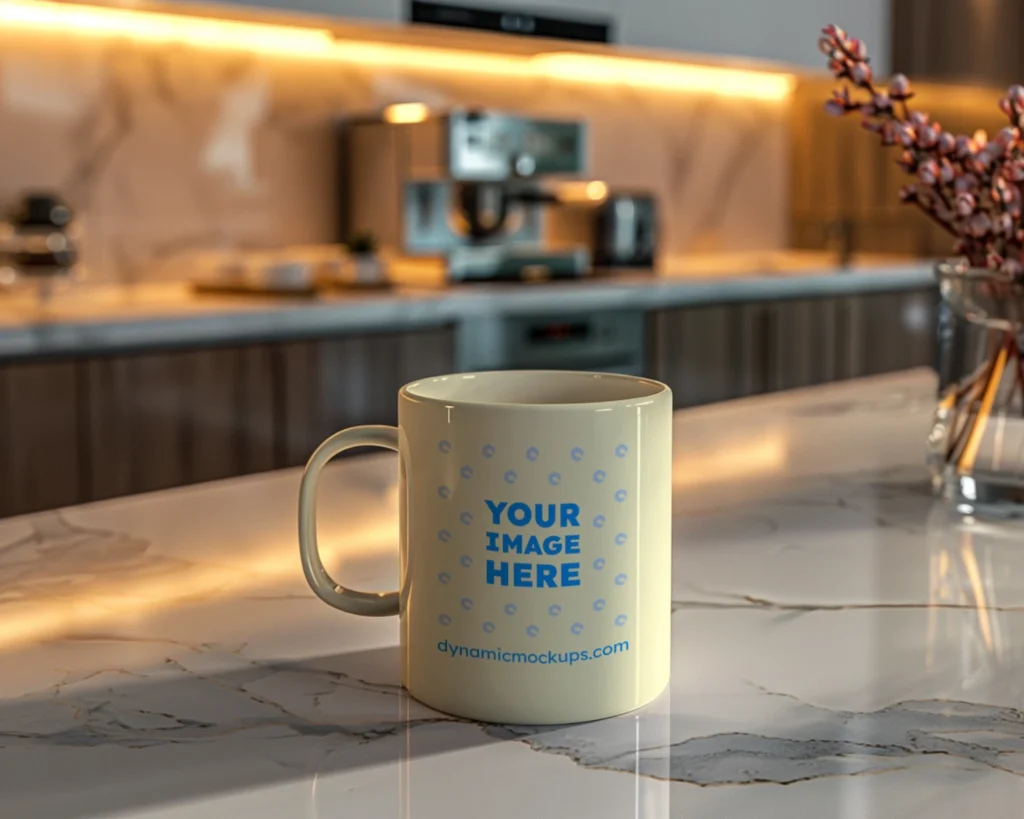 11oz Blank Cream Ceramic Coffee Mug Mockup Template