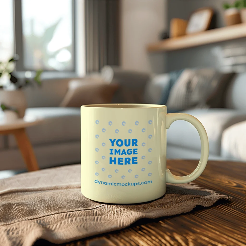 11oz Blank Cream Ceramic Coffee Mug Mockup Template