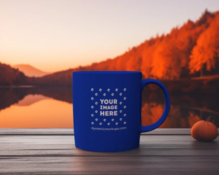 11oz Blank Dark Blue Ceramic Coffee Mug Mockup Template