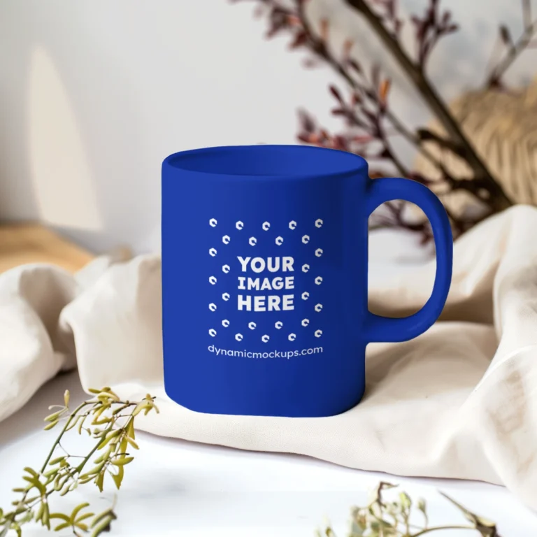 11oz Blank Dark Blue Ceramic Coffee Mug Mockup Template
