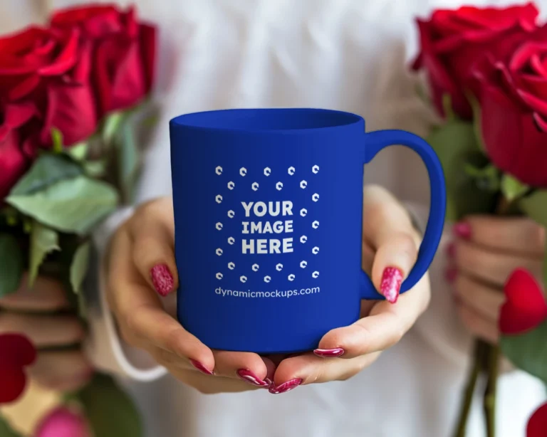 11oz Blank Dark Blue Ceramic Coffee Mug Mockup Template