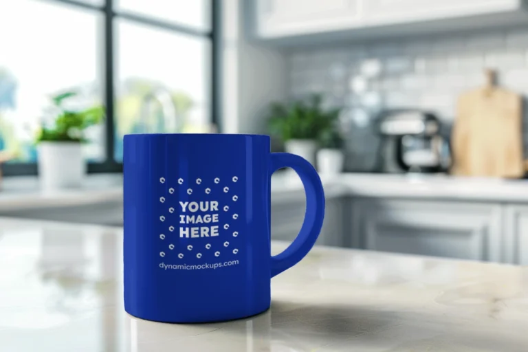 11oz Blank Dark Blue Ceramic Coffee Mug Mockup Template