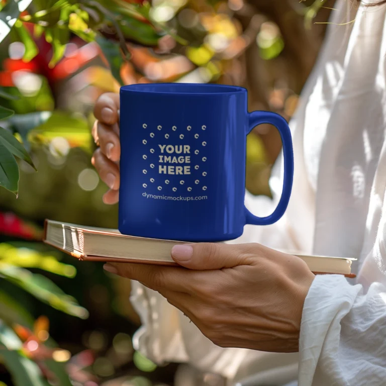 11oz Blank Dark Blue Ceramic Coffee Mug Mockup Template