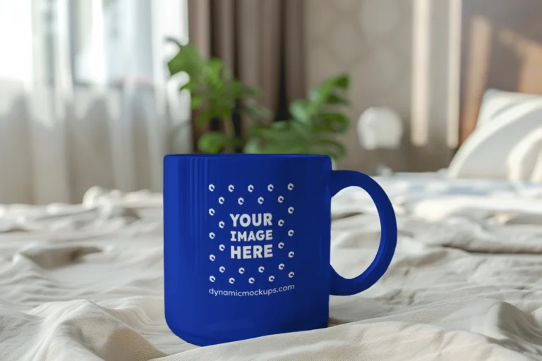 11oz Blank Dark Blue Ceramic Coffee Mug Mockup Template