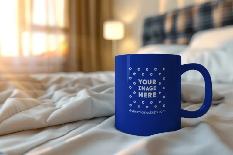 11oz Blank Dark Blue Ceramic Coffee Mug Mockup Template