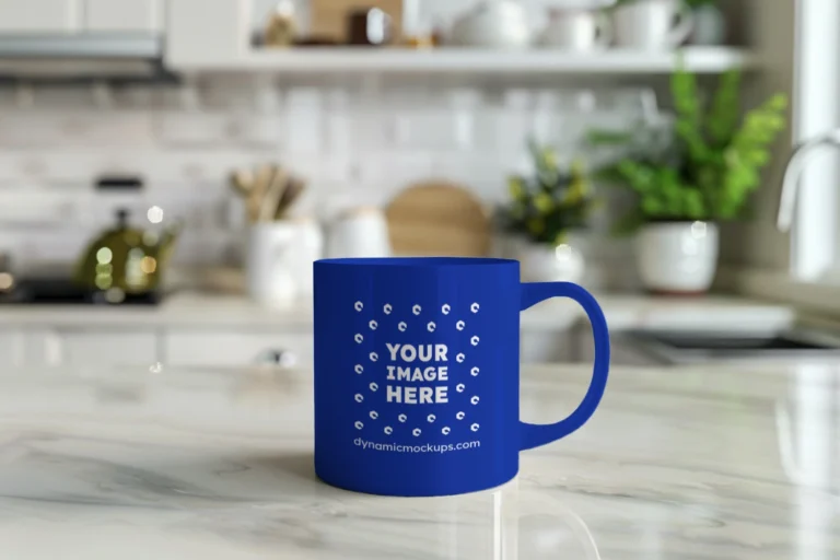 11oz Blank Dark Blue Ceramic Coffee Mug Mockup Template