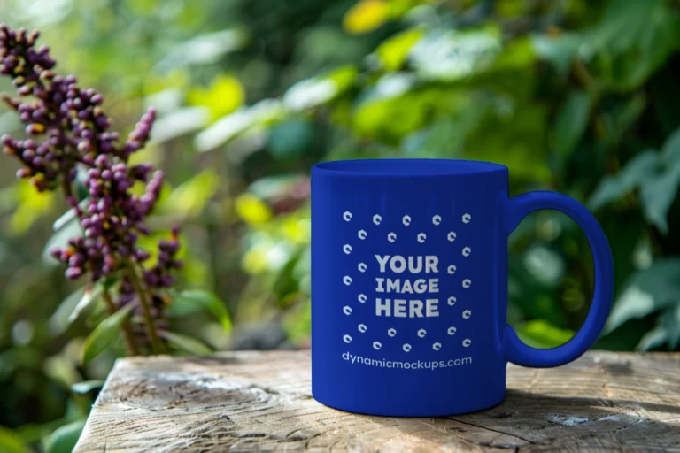 11oz Blank Dark Blue Ceramic Coffee Mug Mockup Template