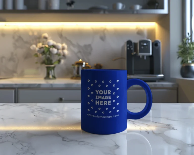 11oz Blank Dark Blue Ceramic Coffee Mug Mockup Template
